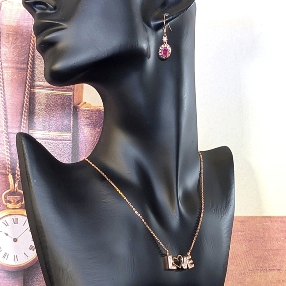 LOVE Script Heart Necklace • 18K Rose Gold • 18K Yellow Gold • 925 Silver Rho... - Picture 6 of 7